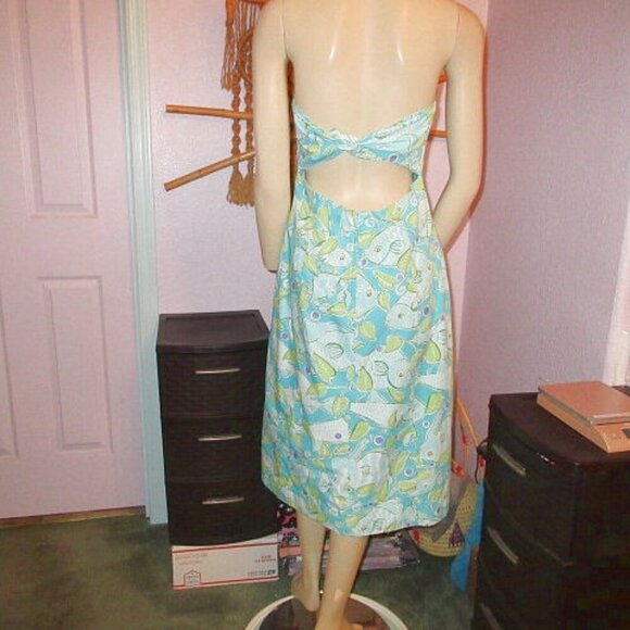 Vtg Lilly Pulitzer Sabrina Strapless Atlantis Dress Size 10 Glitter Fit & Flare - Picture 8 of 10